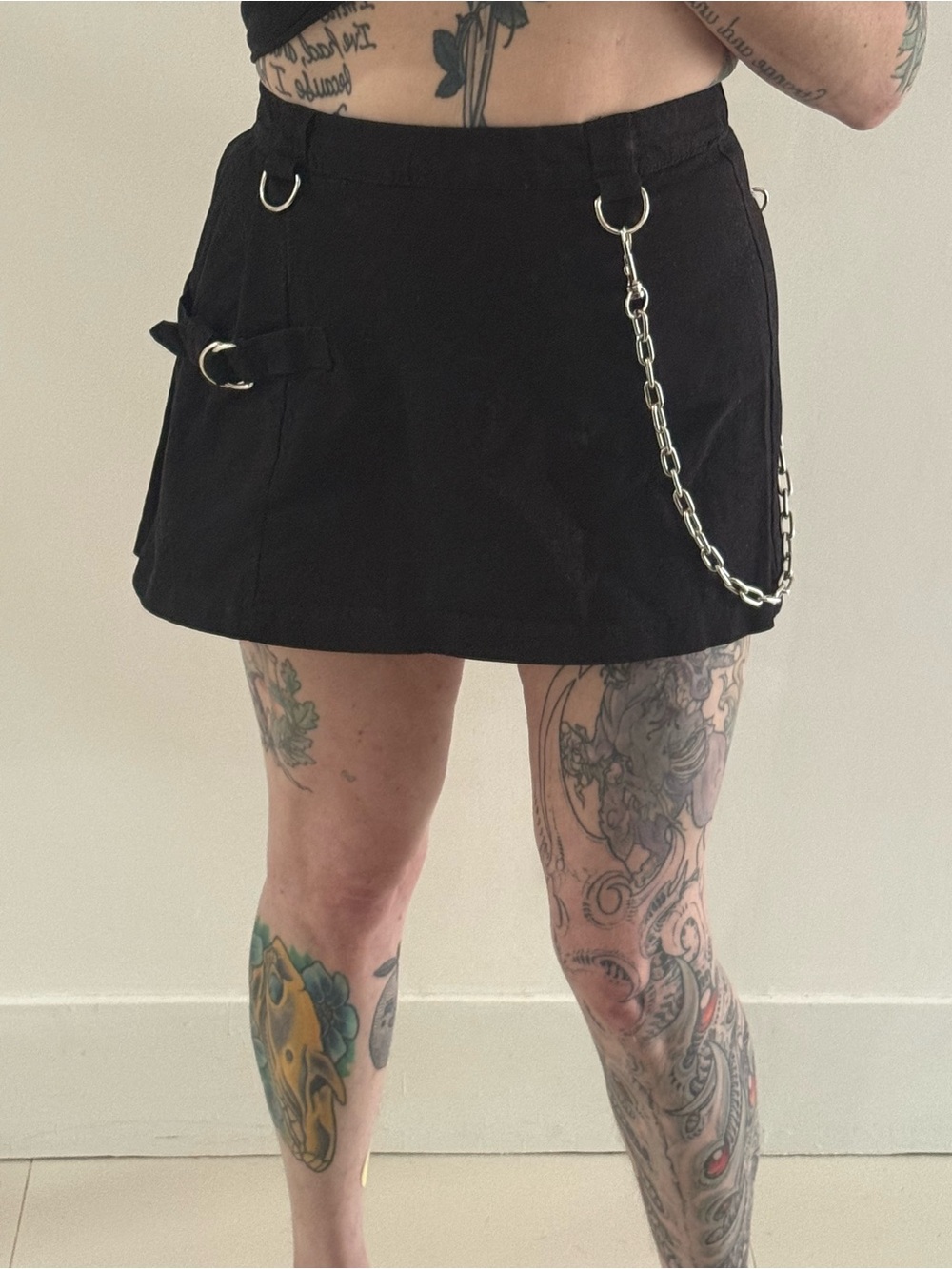 Current Mood Black Mini Skirt with Chain & D-Ring Details